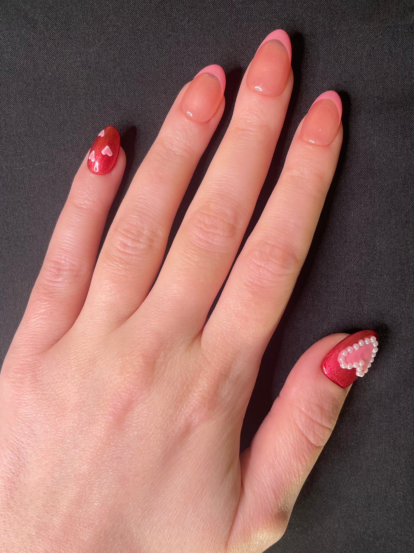 Pearly Hearts Press On Nails