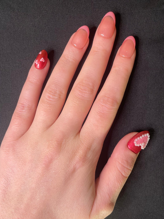 Pearly Hearts Press On Nails