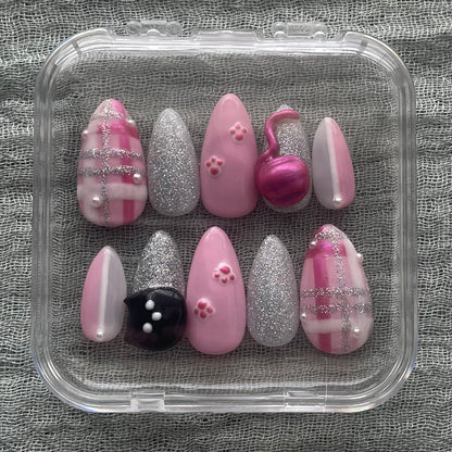 Kitty Cat Plaid Press On Nails
